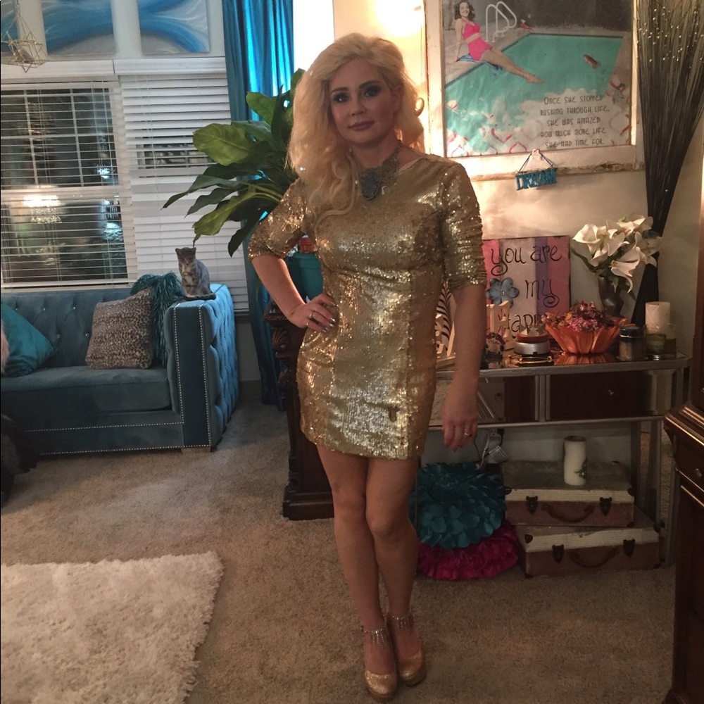 Tobi Gold sparkle mini dress